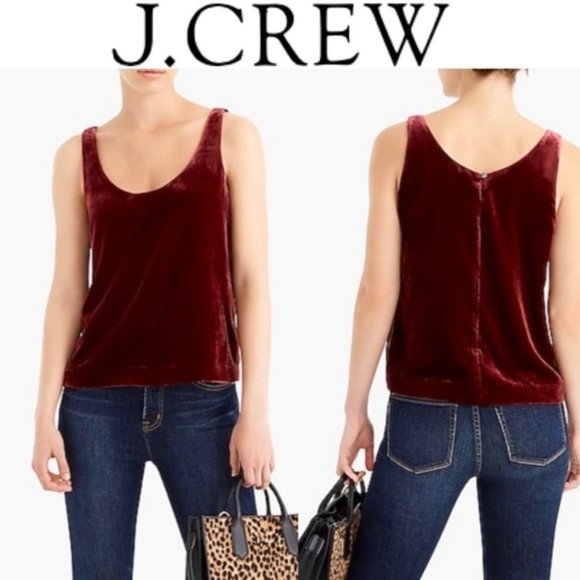 J. Crew Velvet Burgundy Tank Top - Picture 1 of 5